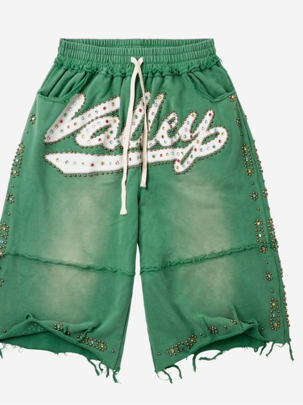 Valley Embellished Green Women's Bermuda Shorts Unisex